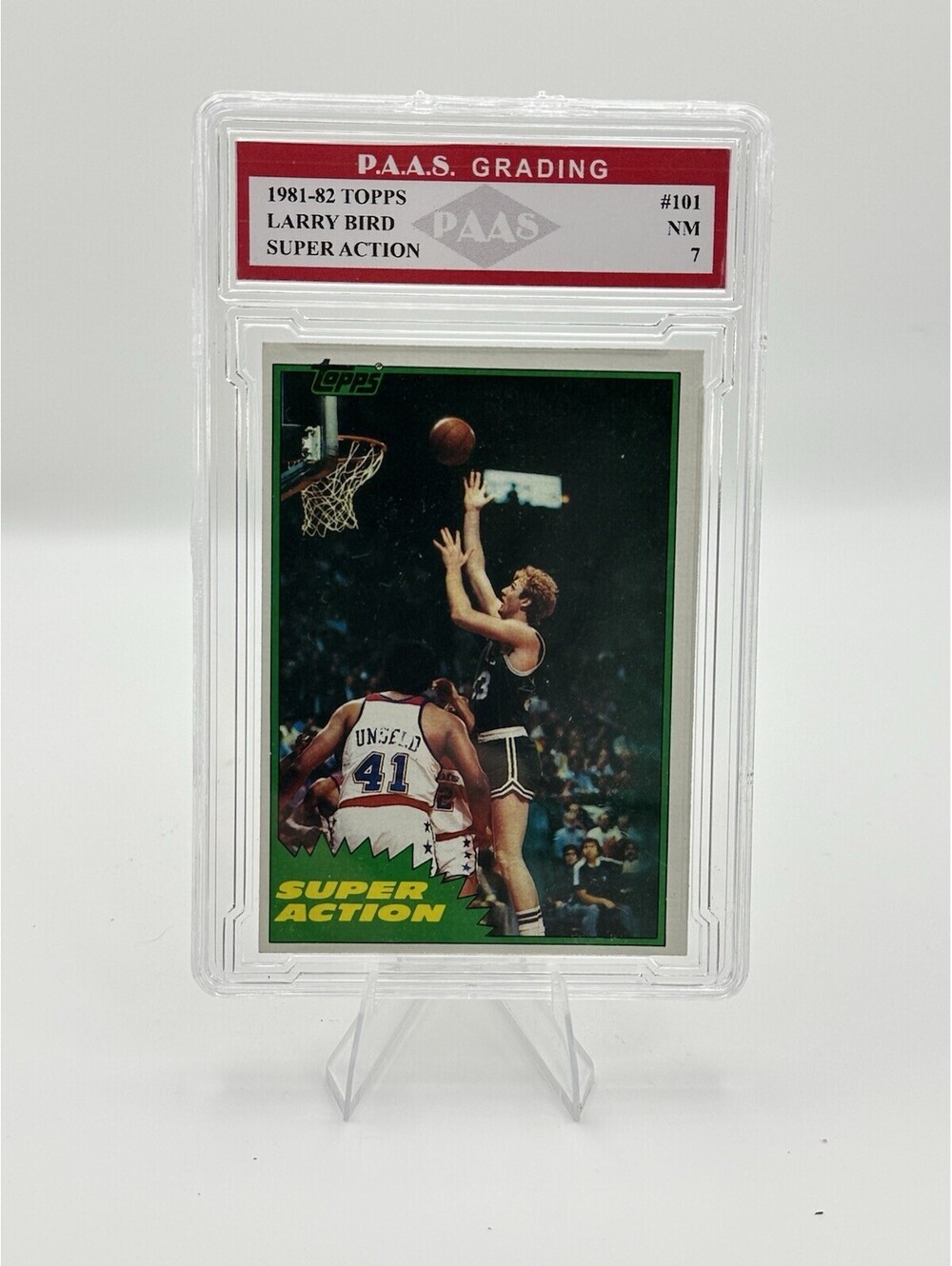 1981-82 Topps Larry Bird #101 Super Action PAAS 7 NM 2nd Year Celtics HOF
